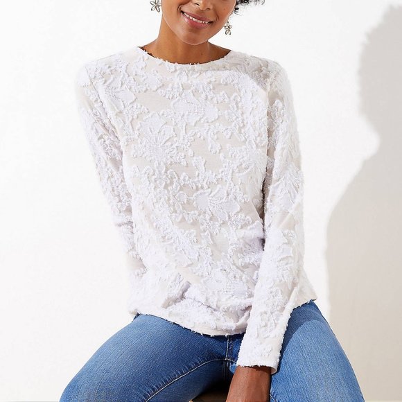 LOFT Tops - NWT L LOFT Floral Ruffled Mock Neck Top